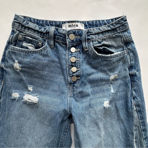 Mica Denim Button Fly Distressed Wide Leg Jeans Women’s 26 (Fits Like 24/25) - Picture 9 of 11
